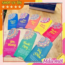Bao bì lì xì họa tiết Mandala Lingpa xấp 8 bao đủ màu sắc - thông điệp truyền cảm hứng, sống trí tuệ, yêu thương 1