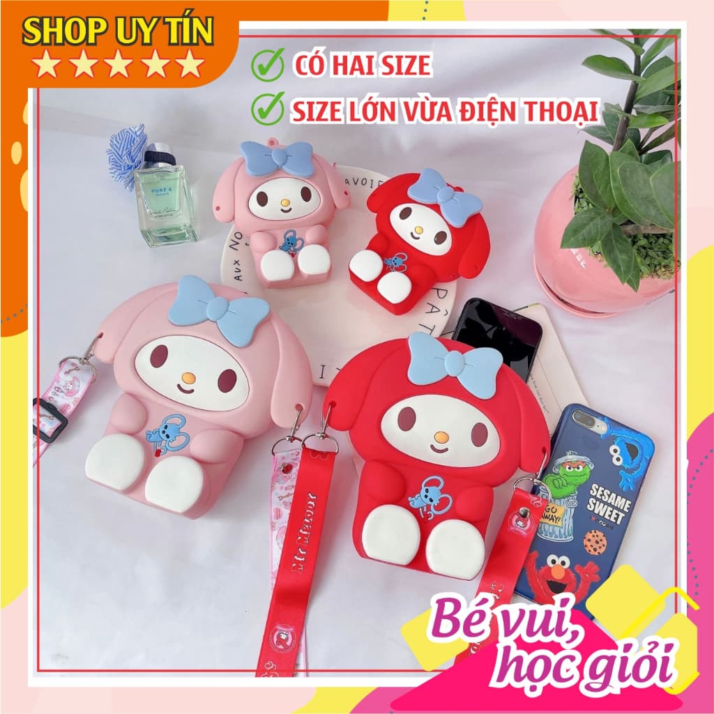 [Lớn, vừa điện thoại] Túi đeo chéo silicon hình my melody làm quà tặng bạn gái đựng bao lì xì, mỹ phẩm, thời trang