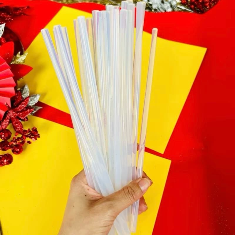 Combo 10/50/100 Que Keo Nến 30cm Silicon Trong Suốt – Kết Dính Mạnh, Dán Gỗ Nhựa Vải Thủ Công