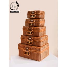 Vali giả mây, vali đựng đồ retro, hộp đựng quà tặng, hộp mây, hộp mây cưới, hộp quà giáng sinh 3
