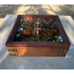 Khay GỖ SỒI đựng mứt tết NẮP KÍNH, kích thước vuông 26cm, chữ nhật 36*24cm cao 10cm 3