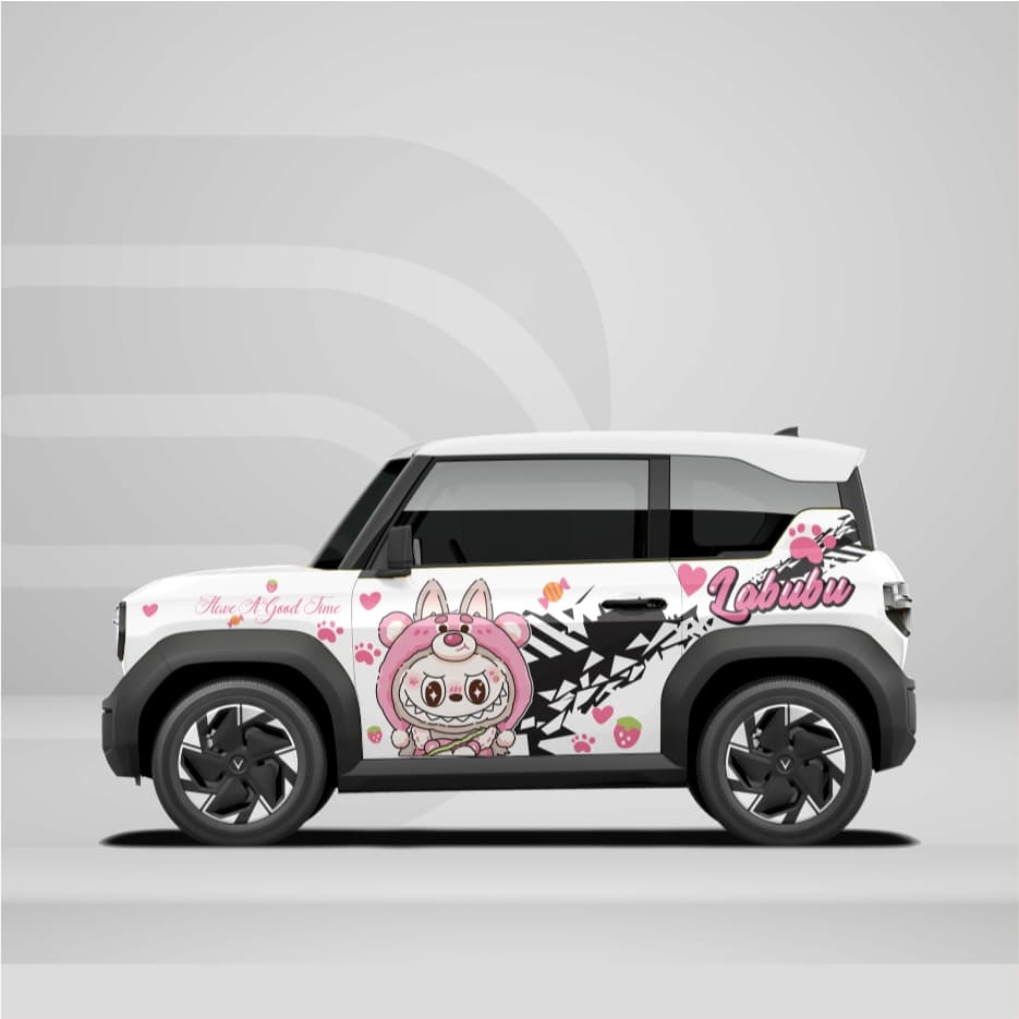 [HỎA TỐC] Tem dán xe VF3 - Decal Sticker dán xe -Decal​ Hình labubu Temxe.Net