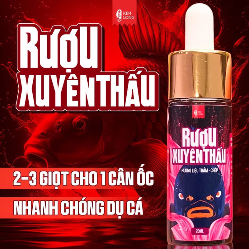Hương Liệu Câu Cá Rươu Xuyên Thấu Kim Long 20ml Dụ Cá Trắm Đen, Chép Siêu Nhạy