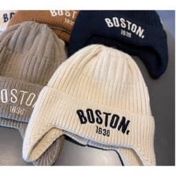 [6-24 THÁNG TUỔI] Mũ Len Trẻ Em Boston Hàn Quốc Cao Cấp, Mũ Len Cóịt Tai Ấm Áp Mùa Đông Có In Chữ, Mũ Len Dệt Kim - M12 8