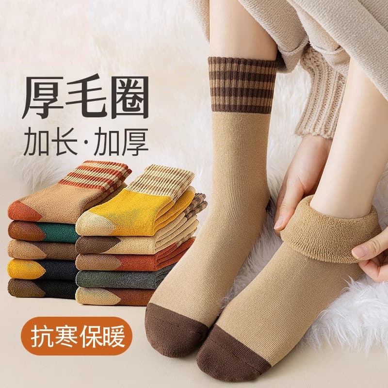 Set 10 Đôi Tất Kẻ Lót Lông Vintage Cực Mềm Mại, Giữ Ấm Siêu Tốt (miễn phí ship)