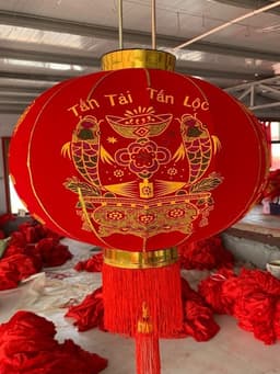 CẦU NHUNG - ĐÈN LỒNG NHUNG  đủ size 60cm - 80cm - 100cm Lồng Đèn Đỏ Trang Trí Tết Bằng Vải Nhung 2026 Họa Tiết 3