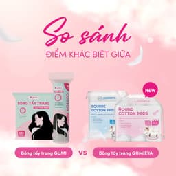 Bông tẩy trang Gumi chất liệu Cotton Gói 222 miếng 2
