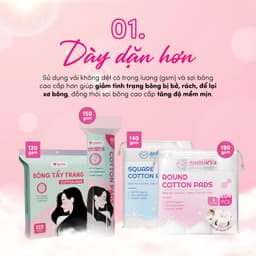Bông tẩy trang Gumi chất liệu Cotton Gói 222 miếng 3