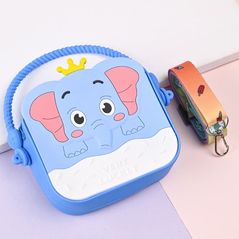 [size trung] Túi xách silicon hình voi 2 trong 1 cầm tay đeo chéo thời trang đựng bao bì lì xì, mỹ phẩm