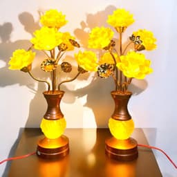 Cặp đèn thờ thần tài 5 bông RỒNG VIỆT, đèn thờ gia tiên hợp kim cao 57cm chất lượng cao. 5