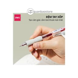 1 hộp 12 cây Bút gel bấm đệm xốp cực êm Deli G104 nét 0.5mm, ngòi ST, mực xanh, đỏ, đen. 6