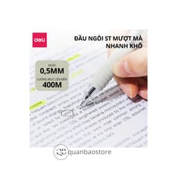 1 hộp 12 cây Bút gel bấm đệm xốp cực êm Deli G104 nét 0.5mm, ngòi ST, mực xanh, đỏ, đen. 7
