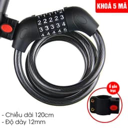 Khoá xe đạp thể thao 5 SỐ, Dài 1 Mét, Lõi Thép To, Cài Khung Xe, Thay Đổi Mật Khẩu K5SDM 5