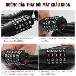 Khoá xe đạp thể thao 5 SỐ, Dài 1 Mét, Lõi Thép To, Cài Khung Xe, Thay Đổi Mật Khẩu K5SDM 4