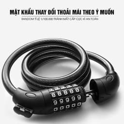 Khoá xe đạp thể thao 5 SỐ, Dài 1 Mét, Lõi Thép To, Cài Khung Xe, Thay Đổi Mật Khẩu K5SDM 7