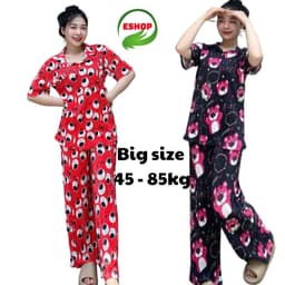 Đồ bộ nữ dập ly vải bóng Bigsize 40-90Kg ESHOP đồ bộ mặc nhà set bộ xinh đẹp dễ thương hoạt hình 1