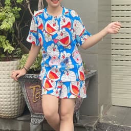 Đồ bộ nữ dập ly vải bóng Bigsize 40-90Kg ESHOP đồ bộ mặc nhà set bộ xinh đẹp dễ thương hoạt hình 8