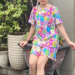 Đồ bộ nữ dập ly vải bóng Bigsize 40-90Kg ESHOP đồ bộ mặc nhà set bộ xinh đẹp dễ thương hoạt hình 9