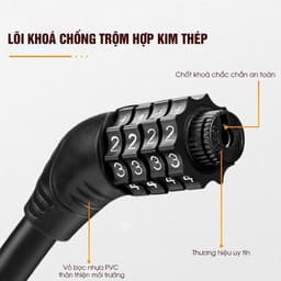 Khoá xe đạp thể thao 4 số, Khoá dây đổi được mật mã lõi thép chắc chắn và an toàn K4SDM 2