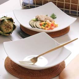 Đĩa Sứ Vuông Trắng Sâu Lòng Bày Tiệc Decor Sang Trọng Lịch Sự Độ Bền Cao 3