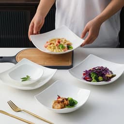 Đĩa Sứ Vuông Trắng Sâu Lòng Bày Tiệc Decor Sang Trọng Lịch Sự Độ Bền Cao 7