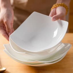 Đĩa Sứ Vuông Trắng Sâu Lòng Bày Tiệc Decor Sang Trọng Lịch Sự Độ Bền Cao 2