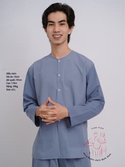 Bộ áo bà ba nam vải kate (Màu xám)- Có bộ bà ba Bigsize- may sỉ bà ba toàn quốc - May bộ bà ba theo yêu cầu 1