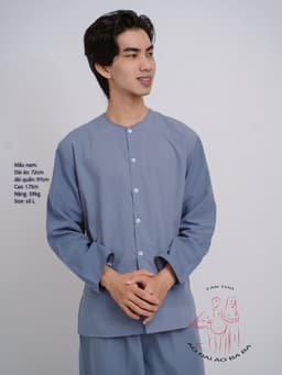 Bộ áo bà ba nam vải kate (Màu xám)- Có bộ bà ba Bigsize- may sỉ bà ba toàn quốc - May bộ bà ba theo yêu cầu 2