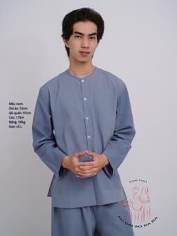 Bộ áo bà ba nam vải kate (Màu xám)- Có bộ bà ba Bigsize- may sỉ bà ba toàn quốc - May bộ bà ba theo yêu cầu 3