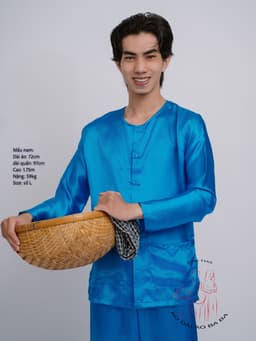 Bộ áo bà ba Nam Phi bóng xanh dương- Có bộ bà ba Bigsize- may sỉ bà ba toàn quốc - May bộ bà ba theo yêu cầu 2