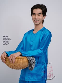 Bộ áo bà ba Nam Phi bóng xanh dương- Có bộ bà ba Bigsize- may sỉ bà ba toàn quốc - May bộ bà ba theo yêu cầu 3