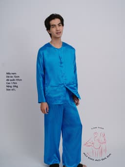 Bộ áo bà ba Nam Phi bóng xanh dương- Có bộ bà ba Bigsize- may sỉ bà ba toàn quốc - May bộ bà ba theo yêu cầu 5
