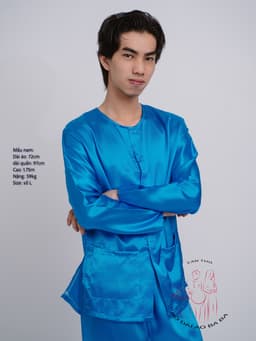 Bộ áo bà ba Nam Phi bóng xanh dương- Có bộ bà ba Bigsize- may sỉ bà ba toàn quốc - May bộ bà ba theo yêu cầu 6