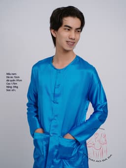 Bộ áo bà ba Nam Phi bóng xanh dương- Có bộ bà ba Bigsize- may sỉ bà ba toàn quốc - May bộ bà ba theo yêu cầu 8