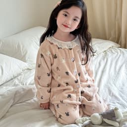 [Sale]Bộ đồ ngủ bé gái thu đông 2024 – Chất liệu nỉ nhung cao cấp, họa tiết hoa nhí dễ thương 7