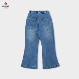 Quần Dài Bé Gái 4-13Y GENVIET JEANS Vải Denim Mềm, Co Giãn Dáng Vảy, Quần Bò Bé Gái Ống Loe Cạp Chun 8769 6
