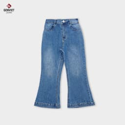 Quần Dài Bé Gái 4-13Y GENVIET JEANS Vải Denim Mềm, Co Giãn Dáng Vảy, Quần Bò Bé Gái Ống Loe Cạp Chun 8769 2