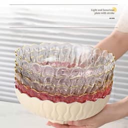 Khay Nhựa Tròn Đựng Bánh Kẹo Hoa Quả Có Chân Đế Cao Thoát Nước Decor Nhà Bếp Phòng Khách Sang Trọng 8