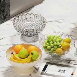 Khay Nhựa Tròn Đựng Bánh Kẹo Hoa Quả Có Chân Đế Cao Thoát Nước Decor Nhà Bếp Phòng Khách Sang Trọng 4