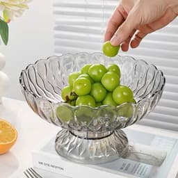 Khay Nhựa Tròn Đựng Bánh Kẹo Hoa Quả Có Chân Đế Cao Thoát Nước Decor Nhà Bếp Phòng Khách Sang Trọng 7