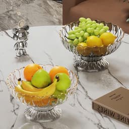 Khay Nhựa Tròn Đựng Bánh Kẹo Hoa Quả Có Chân Đế Cao Thoát Nước Decor Nhà Bếp Phòng Khách Sang Trọng 3