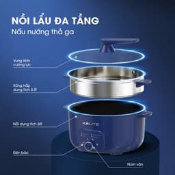 Nồi Lẩu Hấp Đa Năng KALITE KL568-S, 2 Tầng - Công suất 2000W, Hàng Chính Hãng 2