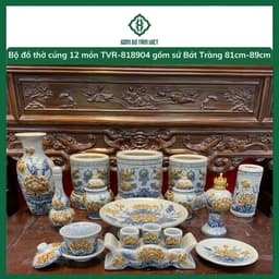 Bộ đồ thờ gốm sứ Bát Tràng men Rạn 16 Món TVR-818904 Kích thước Ban 81cm-89cm 1