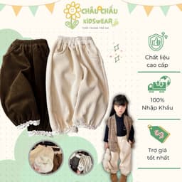 Sữa Quần Nỉ Bé Gái Thu Đông – Quần Jogger Dày Dặn, Lót Lông, Quần Nỉ Ren Sang Trọng Quảng Châu 1