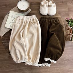 Sữa Quần Nỉ Bé Gái Thu Đông – Quần Jogger Dày Dặn, Lót Lông, Quần Nỉ Ren Sang Trọng Quảng Châu 5