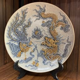 ( Ban 1m27 - 1m57) Bộ Đồ Thờ Gốm Sứ 16 Món Bát Tràng Men Rạn , Kích thước Ban 1m27 - 1m57 cm,3 Bát Hương 8