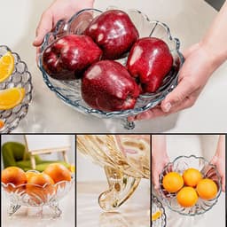 Đĩa Thủy Tinh 3 Chân Đựng Hoa Quả Để Bàn Cực Đẹp Lịch Sự Sang Trọng 6