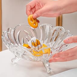 Đĩa Thủy Tinh 3 Chân Đựng Hoa Quả Để Bàn Cực Đẹp Lịch Sự Sang Trọng 5