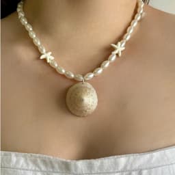 Vòng Cổ Dây Chuyền Ngọc Trai Nhân Tạo Mặt Ốc Sò - Quà Tặng Vibe Ocean Charm, Thanh Lịch, Phong Cách Hàn Quốc 9
