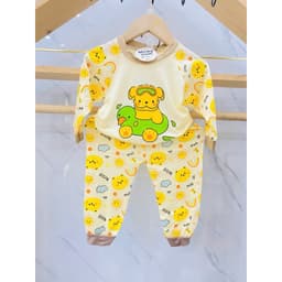 Bộ thun lạnh tay dài họa tiết cho bé trai và bé gái 7-16kg chất mềm mát 2